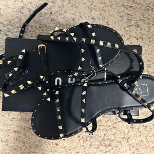 Vici Black Studded Sandals